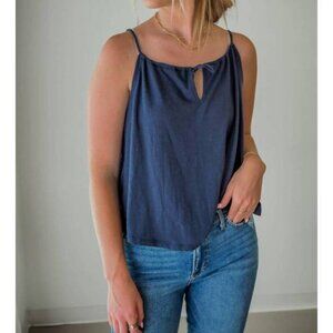 Z Supply Daphne Halter Neck Keyhole Drawstring Tie Front Flowy Tank Top Sz Small